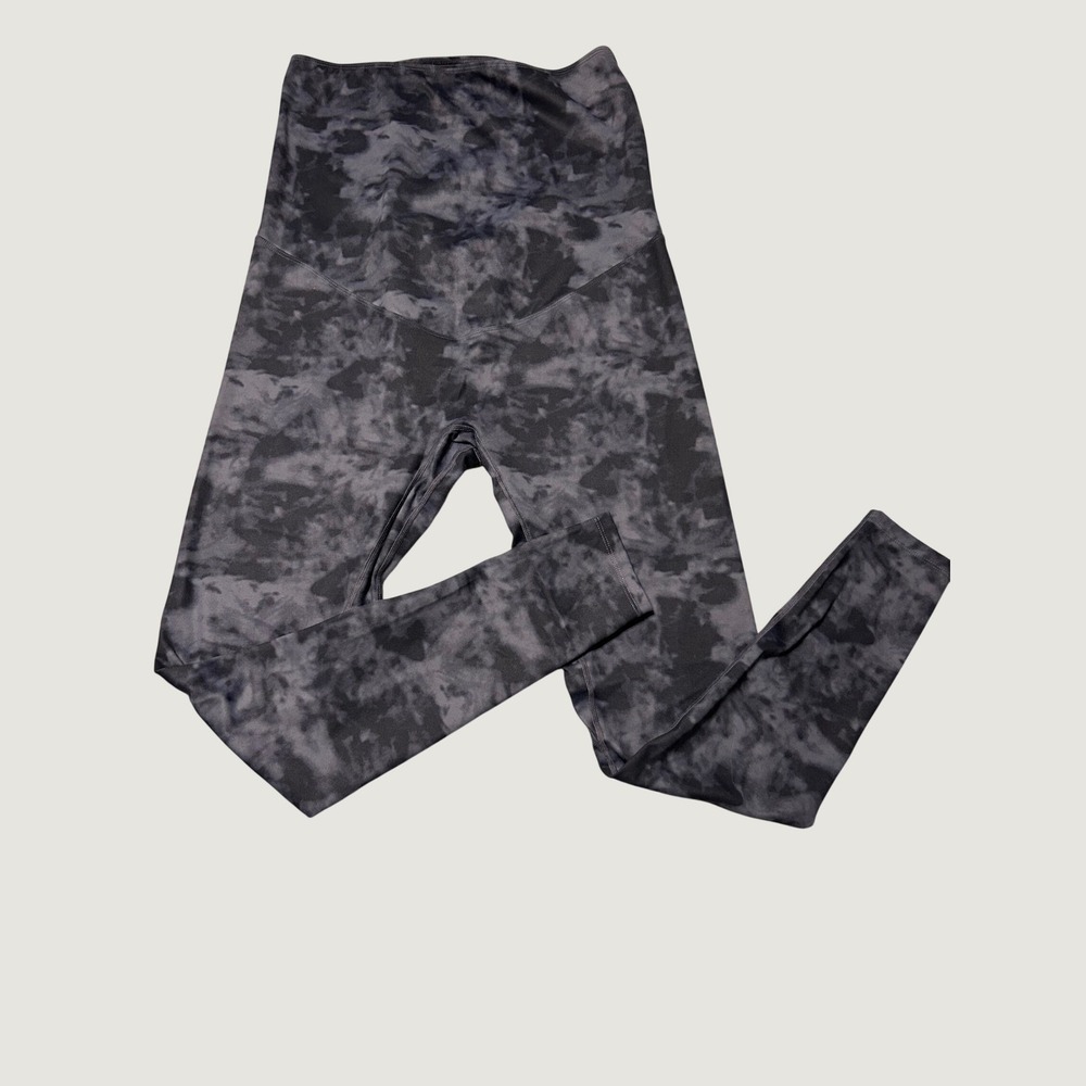 Poshdivah Maternity Leggings Over Belly Yoga Pants Grey Tie Dye Size L